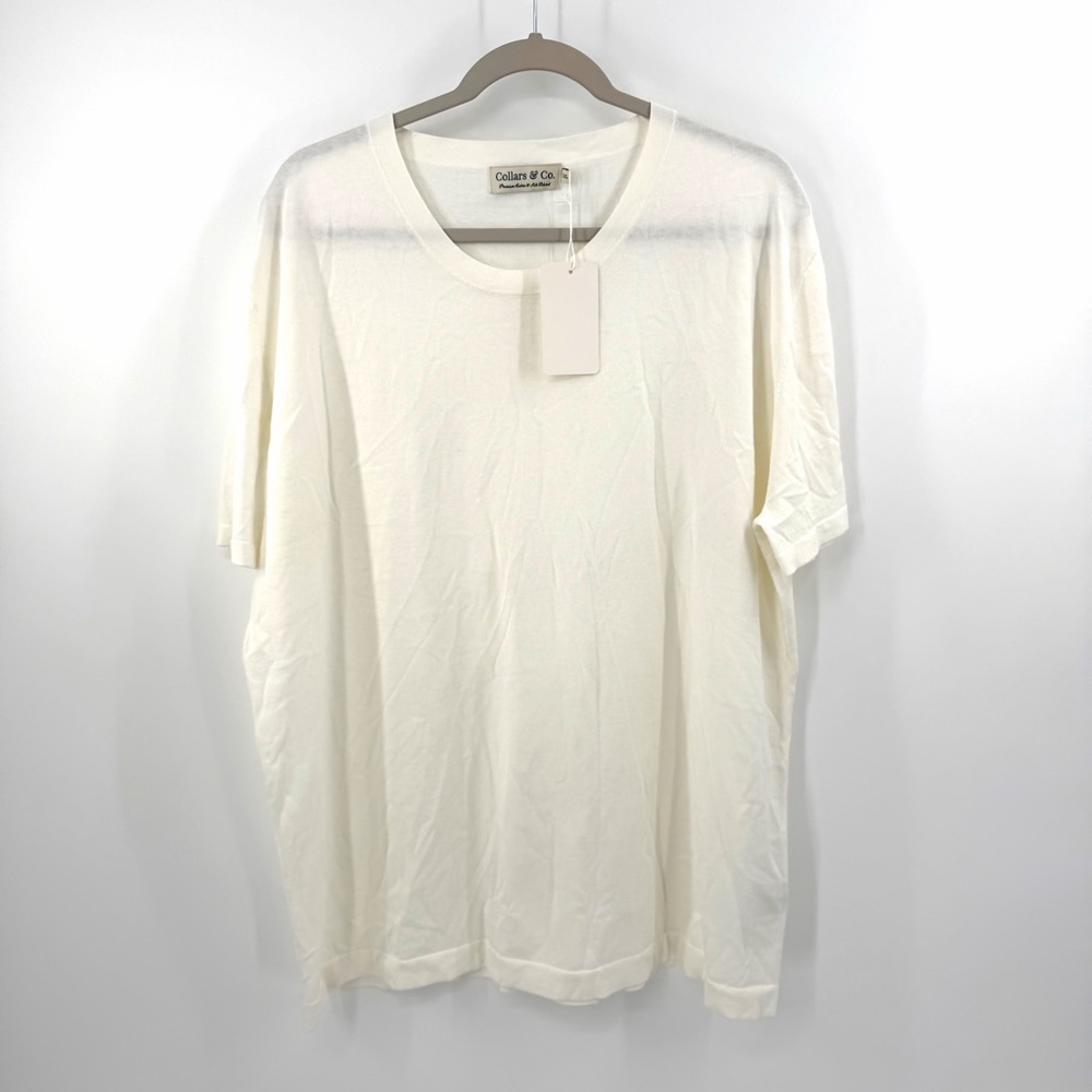 Collars & Co Luxury Touch Cotton Silk Tee in off white Size 3XL - Picture 2 of 6
